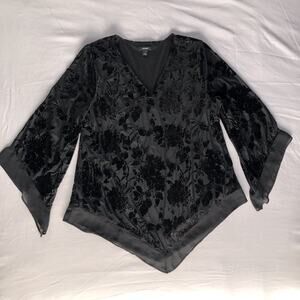 Whimsigoth Burnout Velvet Floral Tunic Top Size Large Romantic Witchy 90s Y2K